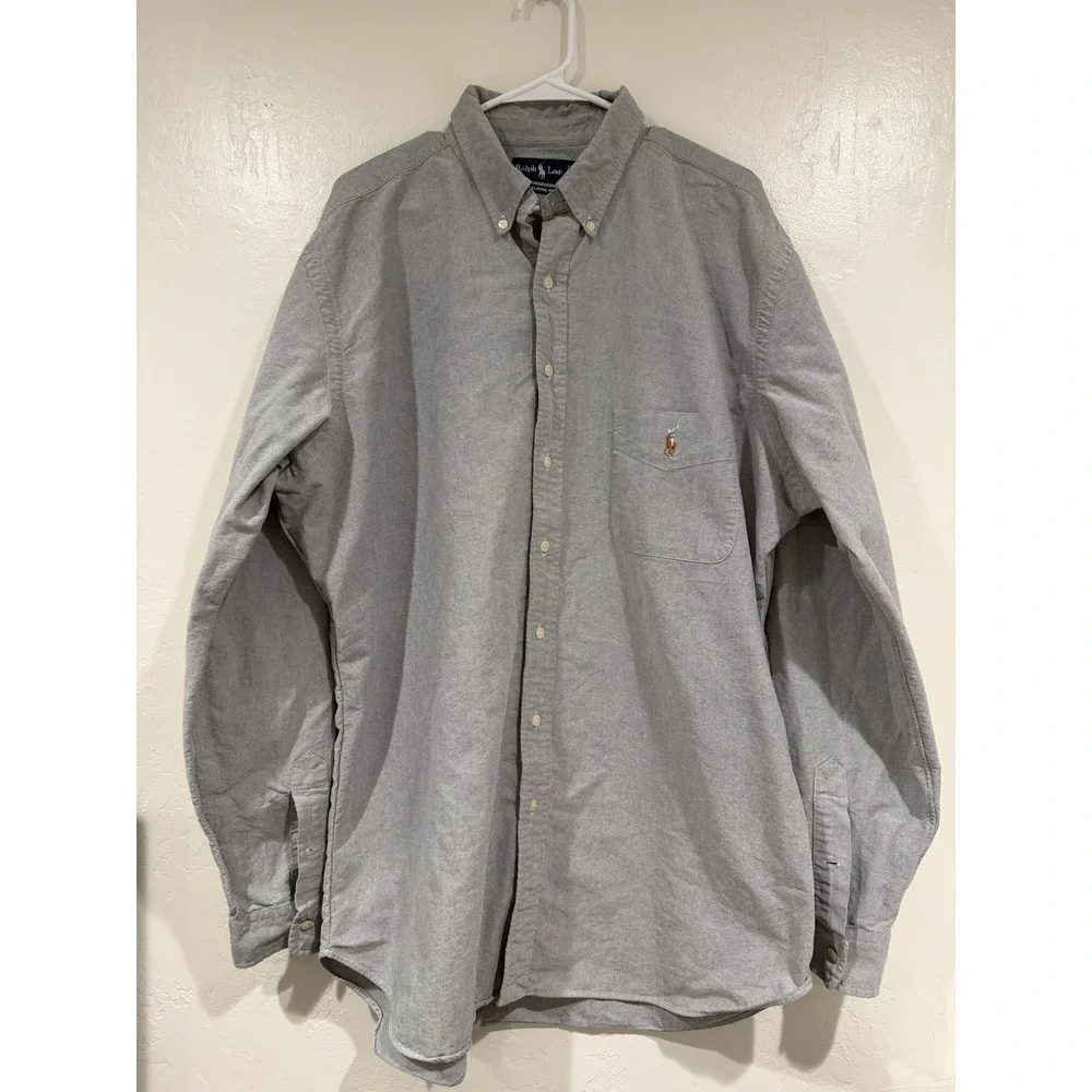 Polo Ralph Lauren Gray Oxford Button Down Shirt Classic Fit Cotton 2XLT Tall